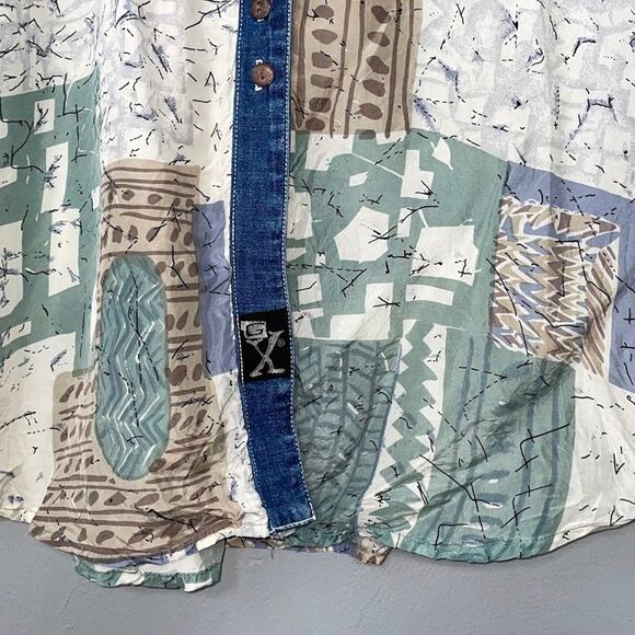 Vintage GX Size Small Silk Denim Button Up Shirt Country Western 80s Cowgirl - Picture 3 of 10